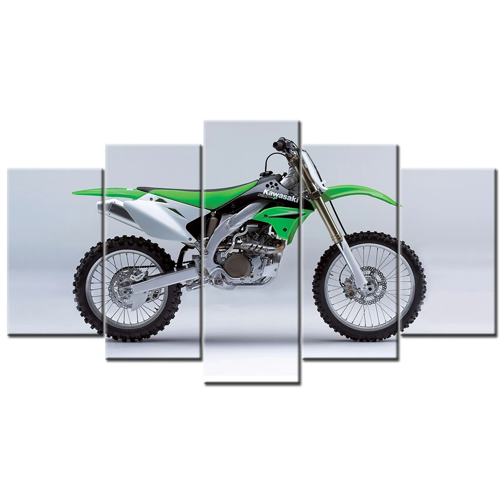 

Wall Art Picture Kawasaki KX 450 F Super Bike Poster Canvas Prints 5 Piece Framed Paintings for Living Room Decor