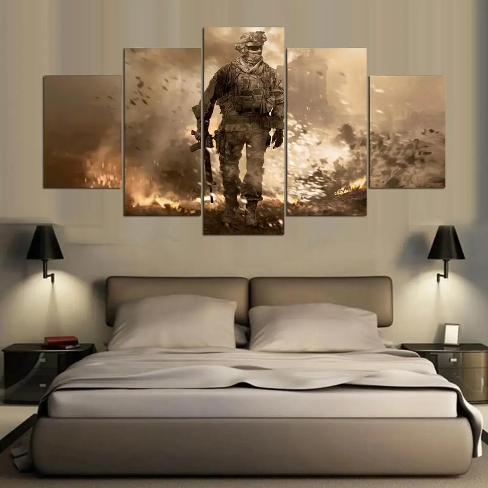 No Framed 5Pcs Fireman Modular Wall Art Canvas HD Print Posters Pictures Paintings Home Decor Accessories Living Room Decoration