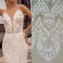 new arrival fashion sequins lace fabric dress lace fabric bridal tulle lace fashion wedding dress lace sell by yard