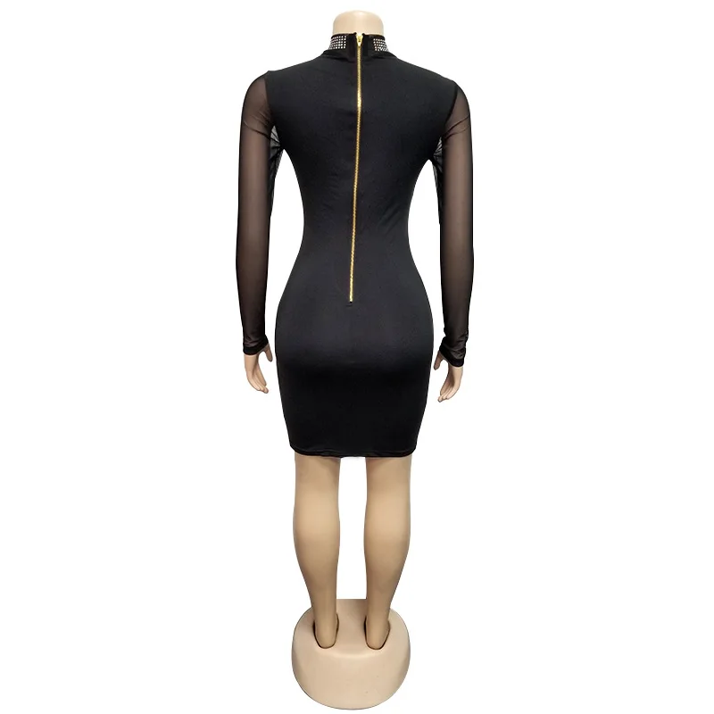 Women Bandage Dress Sequin vestidos Ladies Club Dresses Women Mini Autumn Sexy Crystal Party Bodycon Glitter Diamond Mini Dress