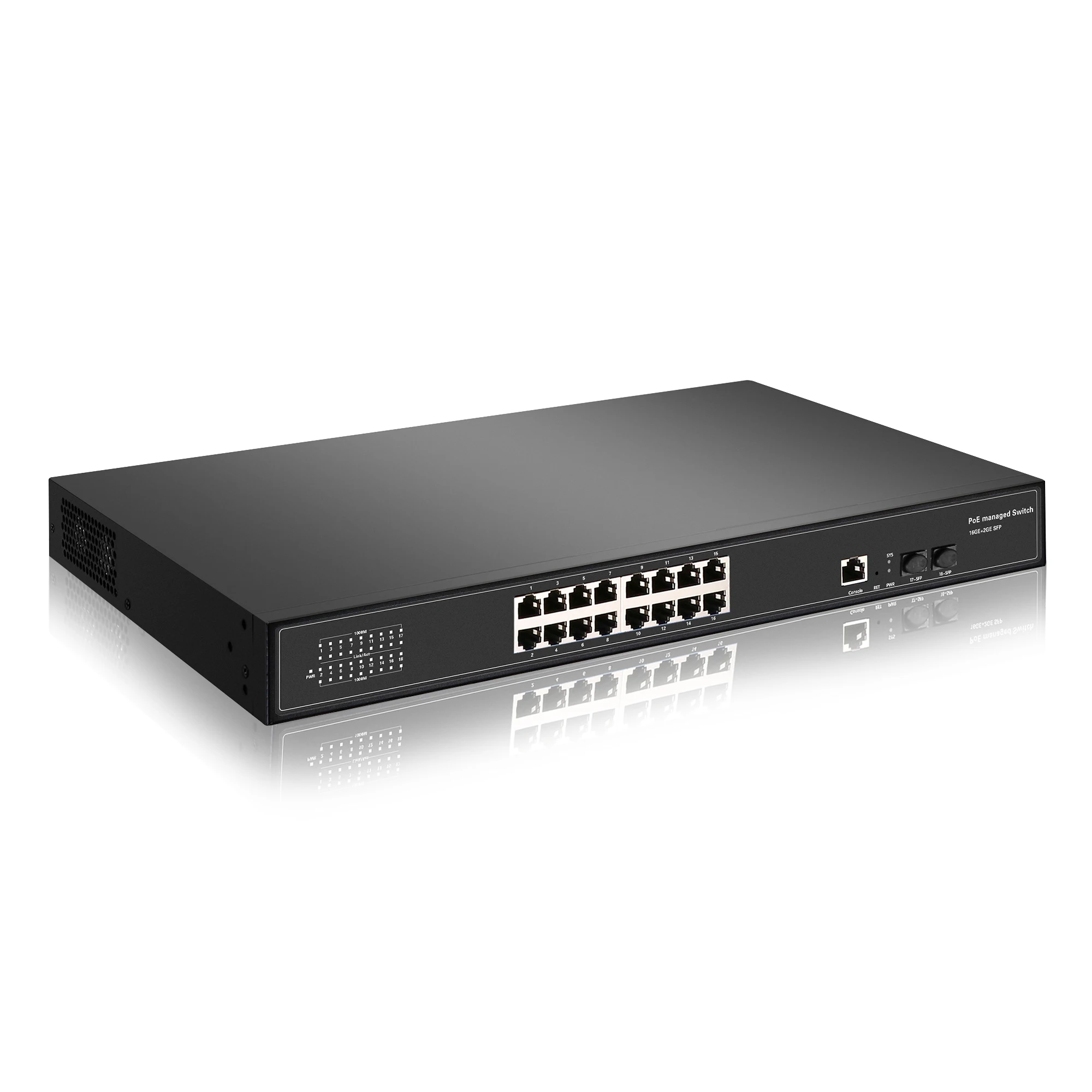 16 Ports gigabit Ports Managed POE Switch With 2 Gigabit SFP Slots 16  poe managed switch IGMP VLAN