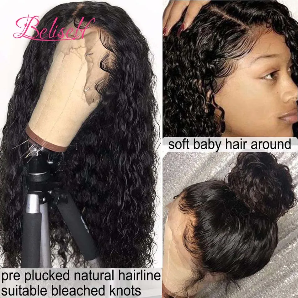 360 Kant Frontale Pruiken Braziliaanse Water Wave Pruik Pre Geplukt 360 Full Lace Pruiken 30Inch Nat En Wave Menselijk haar Pruiken Beliself Haar