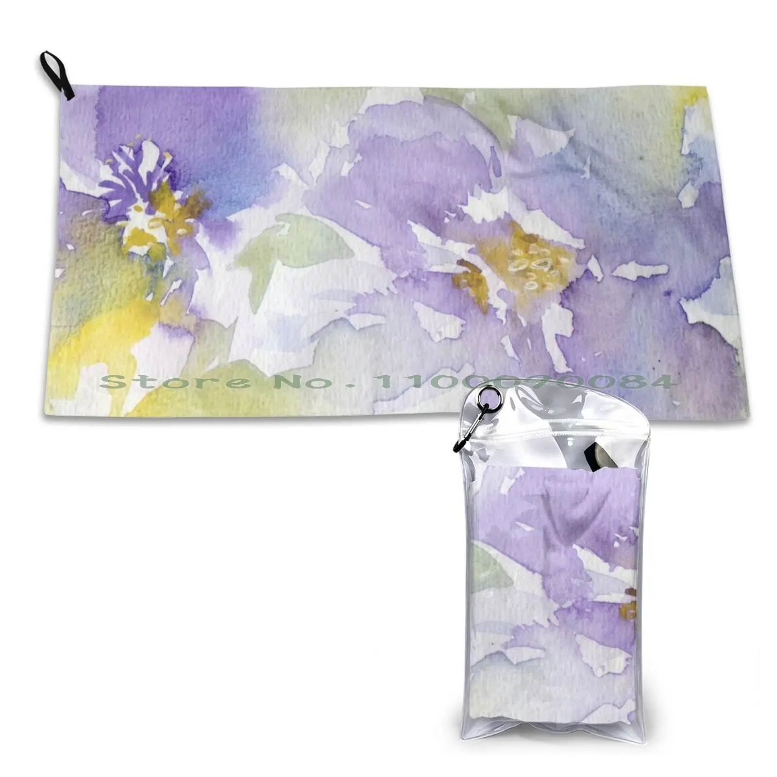 Watercolour Flowers Nr 153 Quick Dry Towel Gym Sports Bath Portable Floral Flowers Purple Watercolor Watercolour Heather