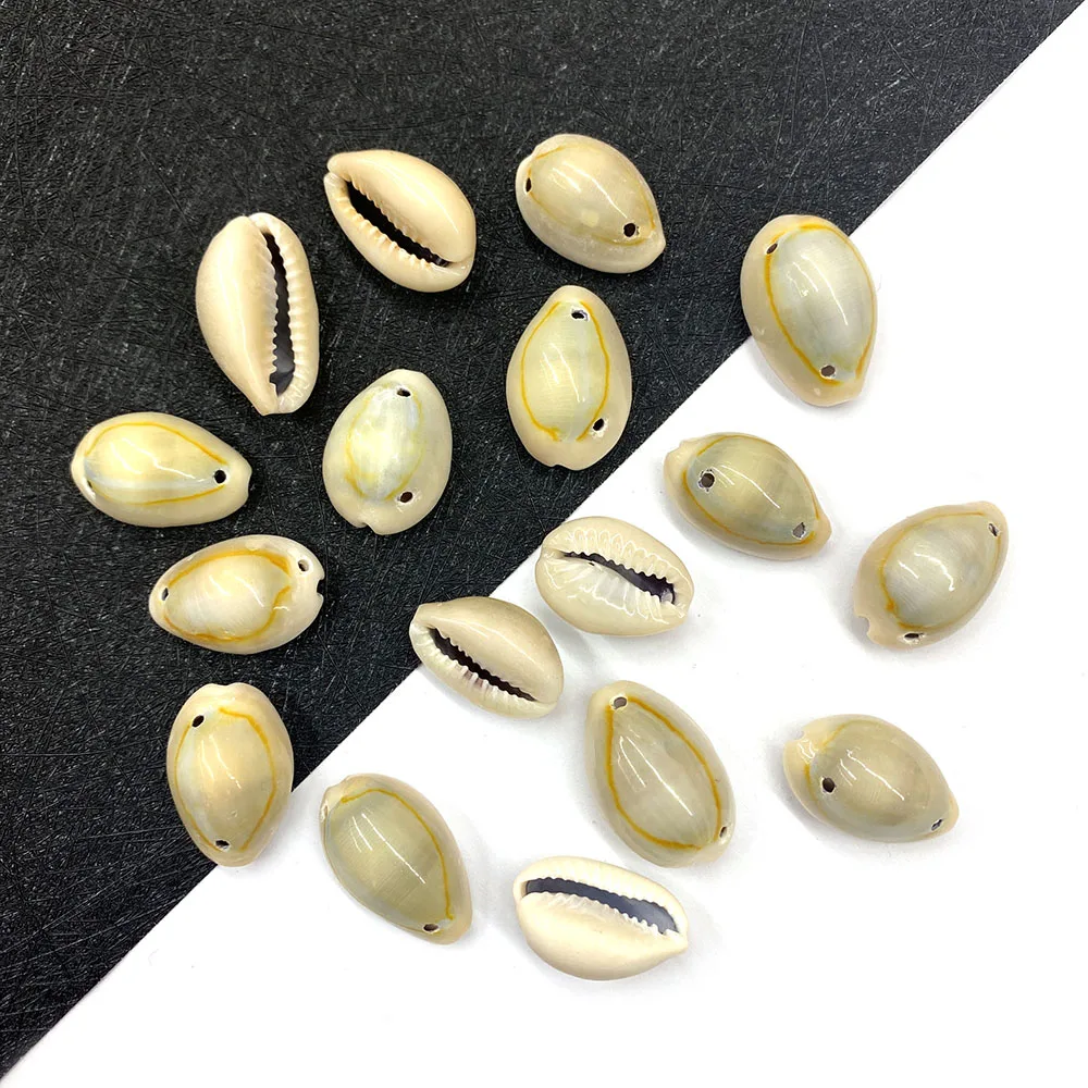 Natural Conch Pendant Double Hole Shell Beads DIY Handmade Home Decoration Wind Chime Jewelry Accessories 20pcs Size 15-25mm