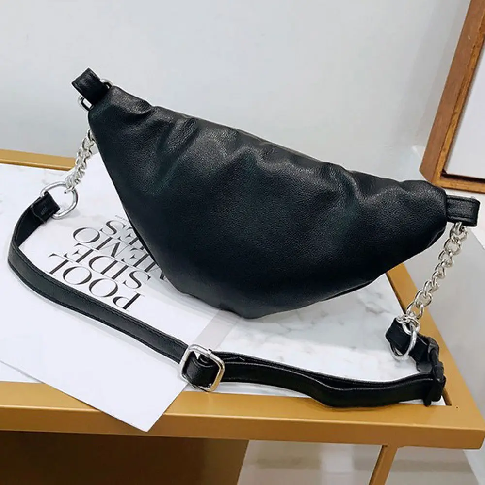 2019 New Waist Bag Women Belt Bag Pu Leather Fanny Packs Solid Chest Bum Bag  Waist Pouch Black White