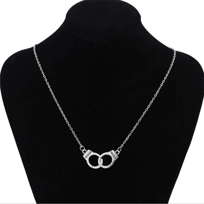 Fashion Handcuff Street Style Necklace Silver Color Punk Style Pendant Necklace Gift For Friend Wholesale Dropshipping necklace