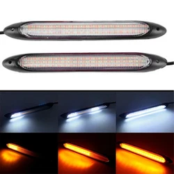 2Pcs Super Bright LED DRL Daytime Running Light Waterproof Turn Signal White Yellow Headlight Strips Sequential Lamps Universal