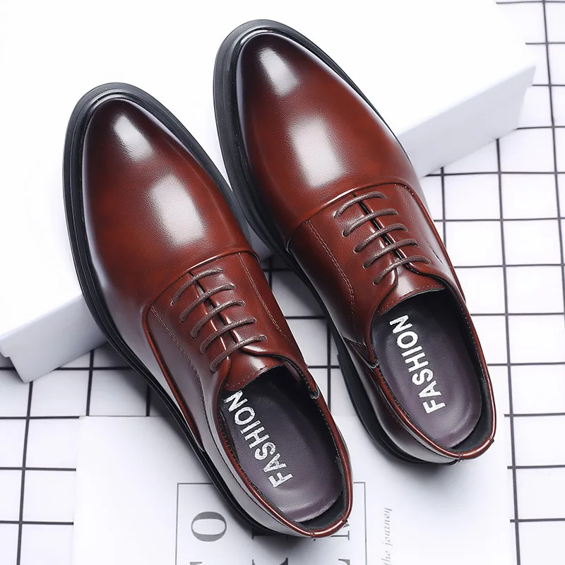 

WOTTE Business Men Formal Shoes Black Leather Shoes Mens Fashion Casual Dress Shoes Classic Italian Formal Oxford Shoe For Men