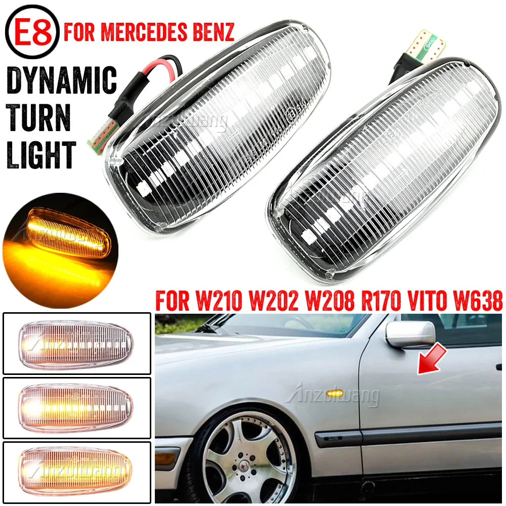 1 para dla Mercedes BENZ W202 W210 W208 R170 Vito W638 Led dynamiczny boczny znacznik światło kierunkowskazu sekwencyjny migacz