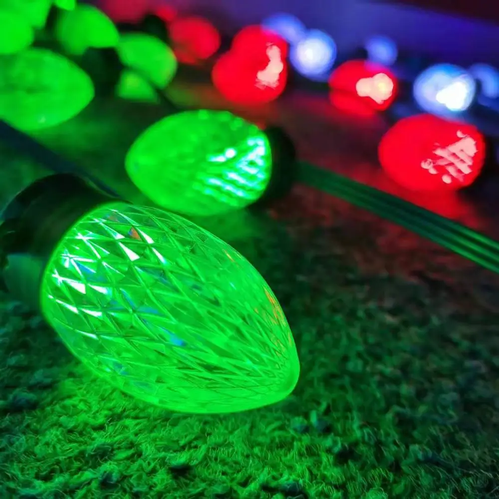 Pixabulb-Guirxiété lumineuse LED C9/S24, avec base plate, 12V DC, WS2811, éclairage pour sapin de Noël