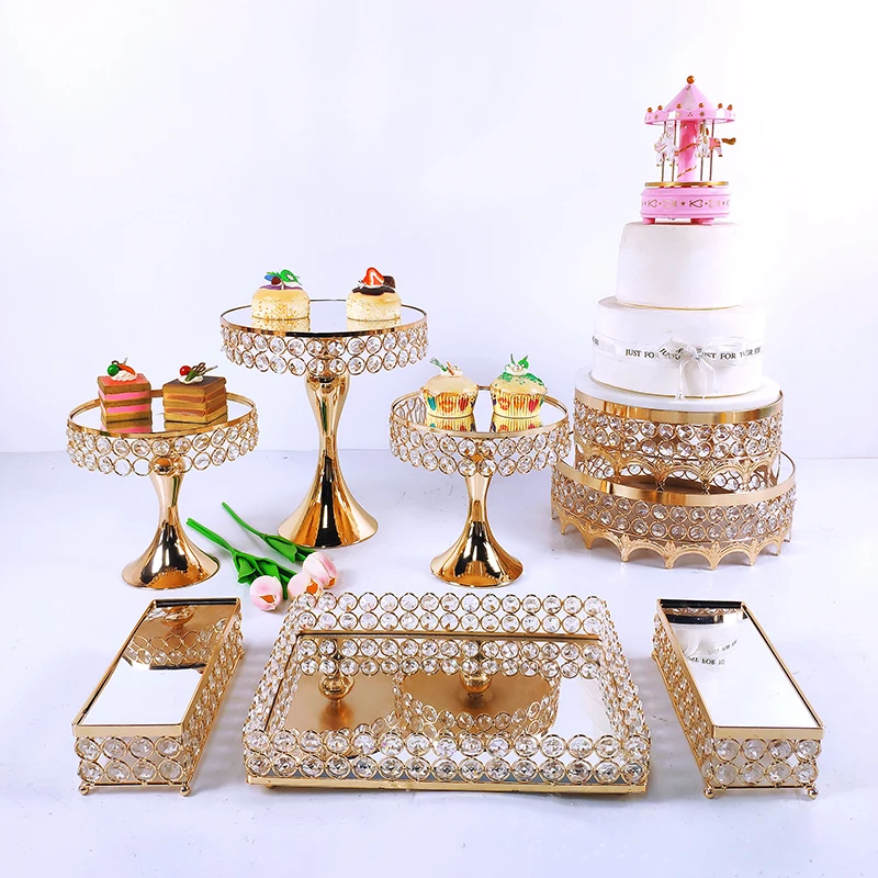 

NEW Gold 8-10pcs Electroplate Metal Cake Stand Set Display Wedding Birthday Party Dessert Cupcake Plate Rack