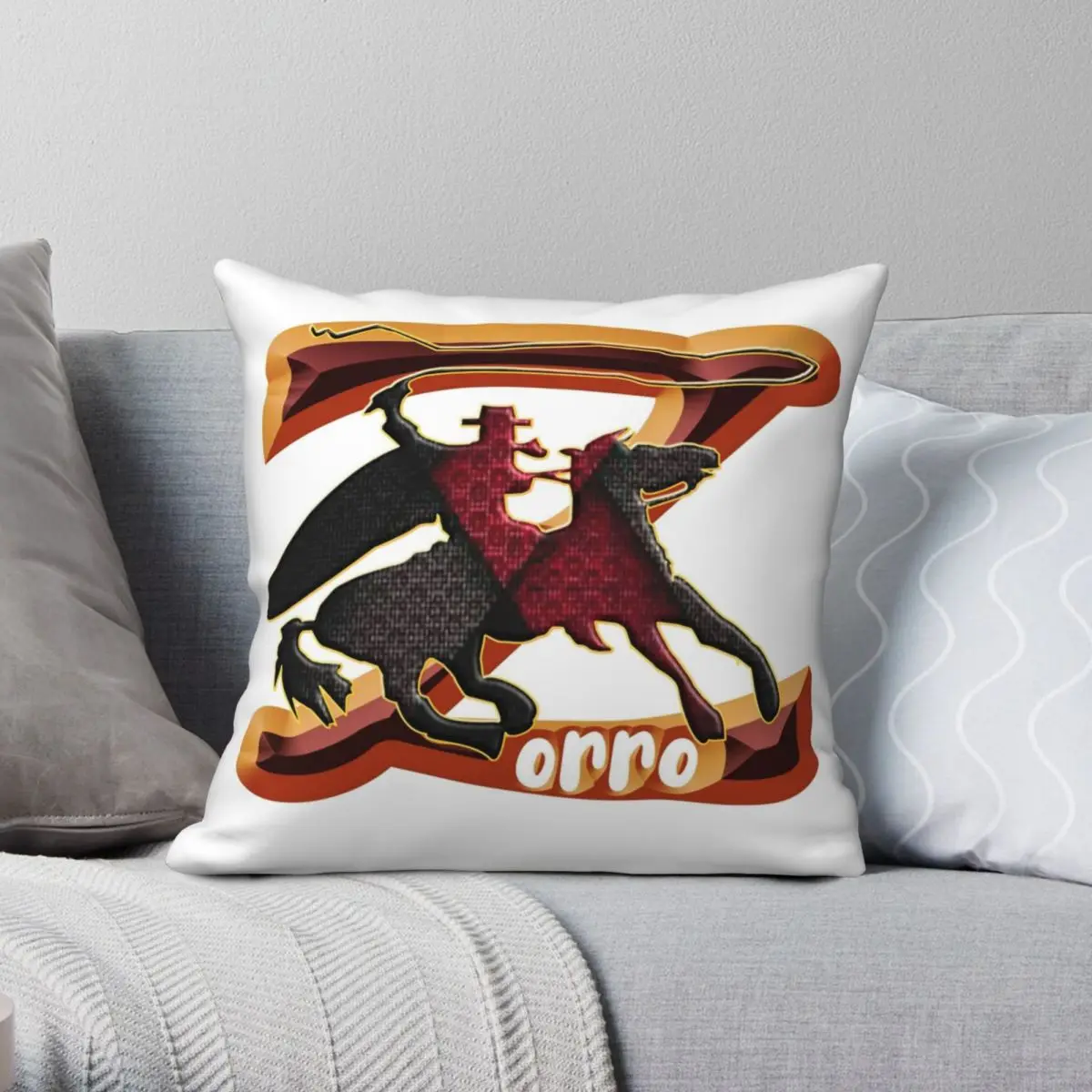 ZORRO ON HORSEBACK 2 Square Pillowcase Polyester Linen Velvet Pattern Zip Decor Throw Pillow Case Home Cushion Cover