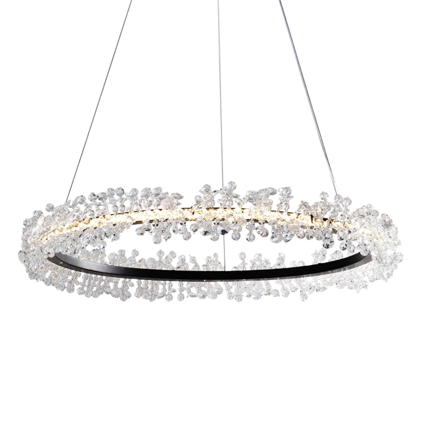 

Nordic American Luxury Crystal Garland Pendant Lights Bedroom Living Room Study Room Hotel Ring Pendant Lamps Decor Lighting