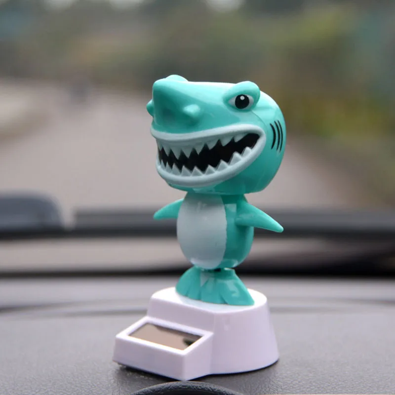 1Pcs Cute Cartoon Solar Energy Swing Doll Shark Toys Creative Vibrant Home Ornaments Automotive Crafts Decoration