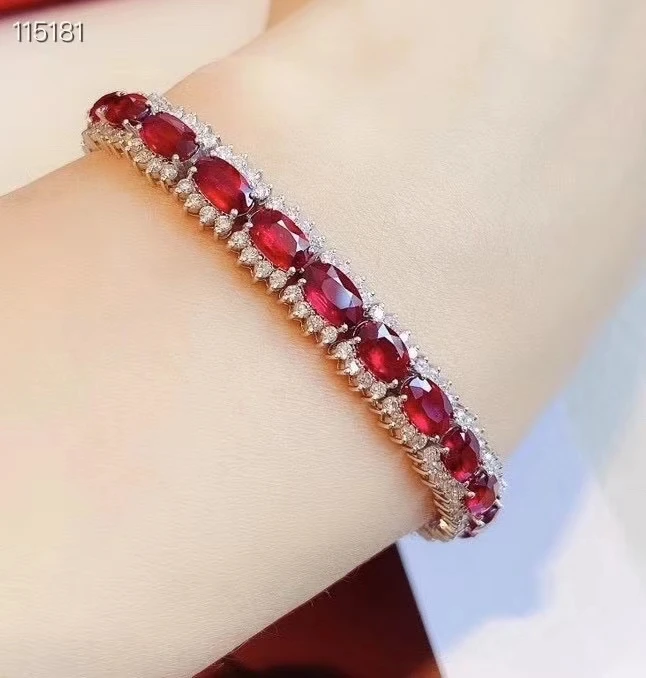 KJJEAXCMY fine jewelry 925 sterling silver inlaid natural ruby bracelet noble girl hand bracelet support test