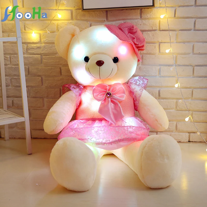 50cm Valentine's Day Present Creative Light Up Led Teddy Bear Stuffed Animals Plush Toy Colorful Glowing Bear Christmas Gift