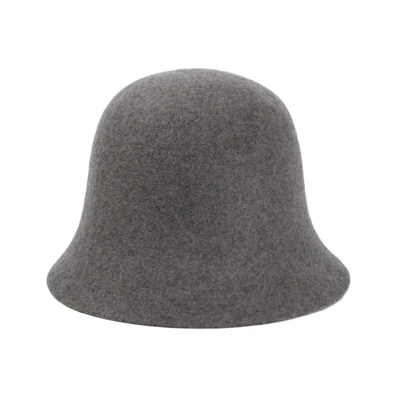 Bucket hat female autumn and winter new woolen fisherman hat Japanese pure color wild elegant top hat Korean felt hat кепка