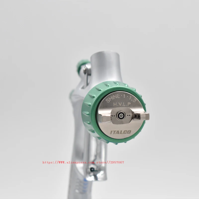 Imagem -06 - Pistola de Pulverização para Repintura de Superfícies Automotivas Pulverizador de Alimentação por Gravidade Itália Shine Paint Spray Gun Cor Verde 13 mm Hvlp de Alta Qualidade