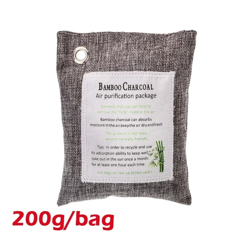 Bamboo Air Purifying Bag Natural Activated Charcoal Odor Absorber Freshener Remove Formaldehyde Gray