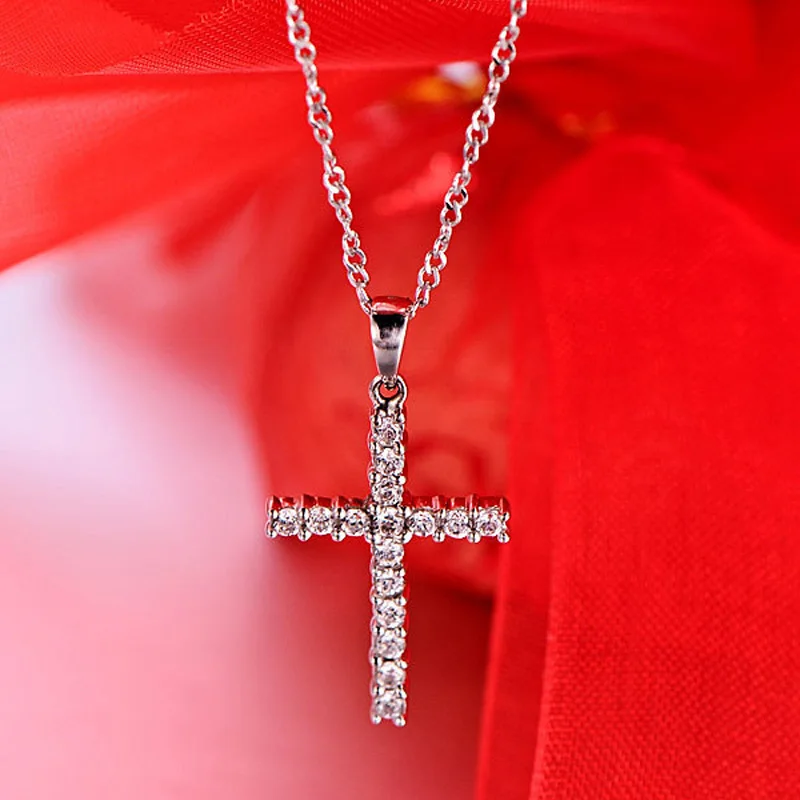 European American Style Fashion Personality Cross Rhinestone Pendant Necklace Snake Bone Chain Full Rhinestone Jewelry Women