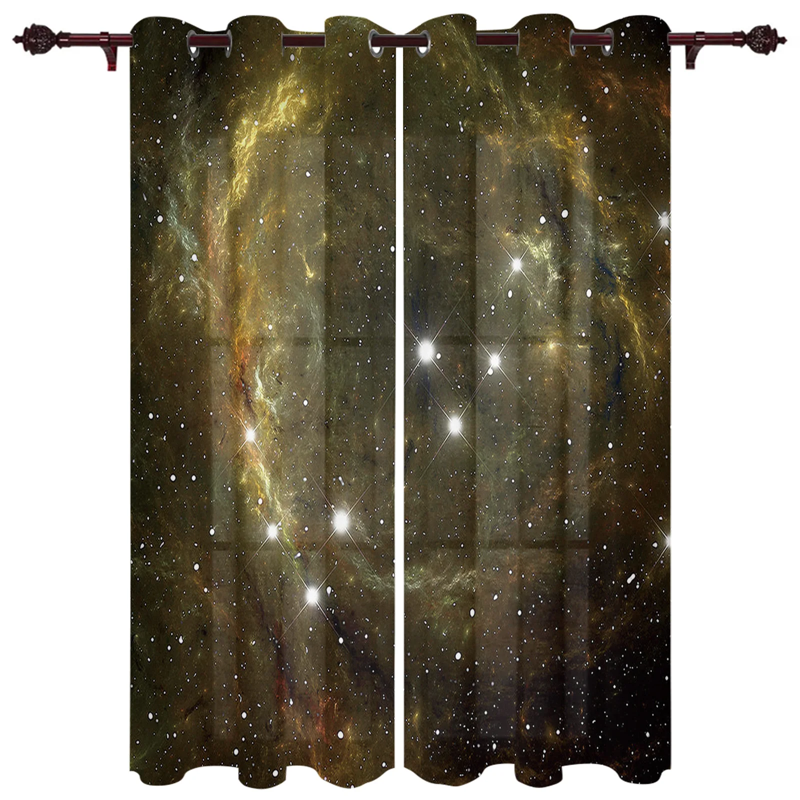 Outdoor Curtains Space Nebula Twinkle Living Room Kitchen Curtain Drape For Patio Garden Gazebo Yard Valance Cutains