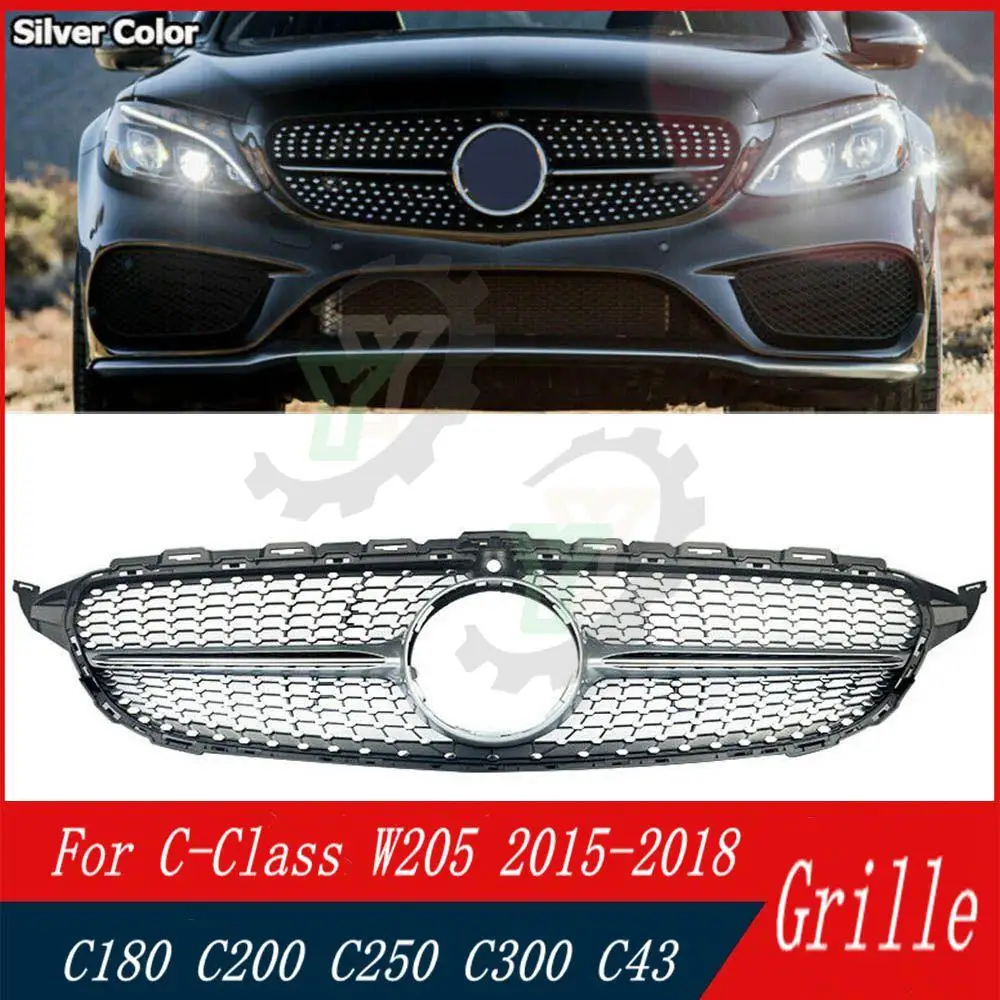 

GT Diamond Front Bumper Grille For Mercedes W205 Grill C205 S205 Benz C Class 2014-2018 C200 C260 C180 C250 C300 Coupe Tuning