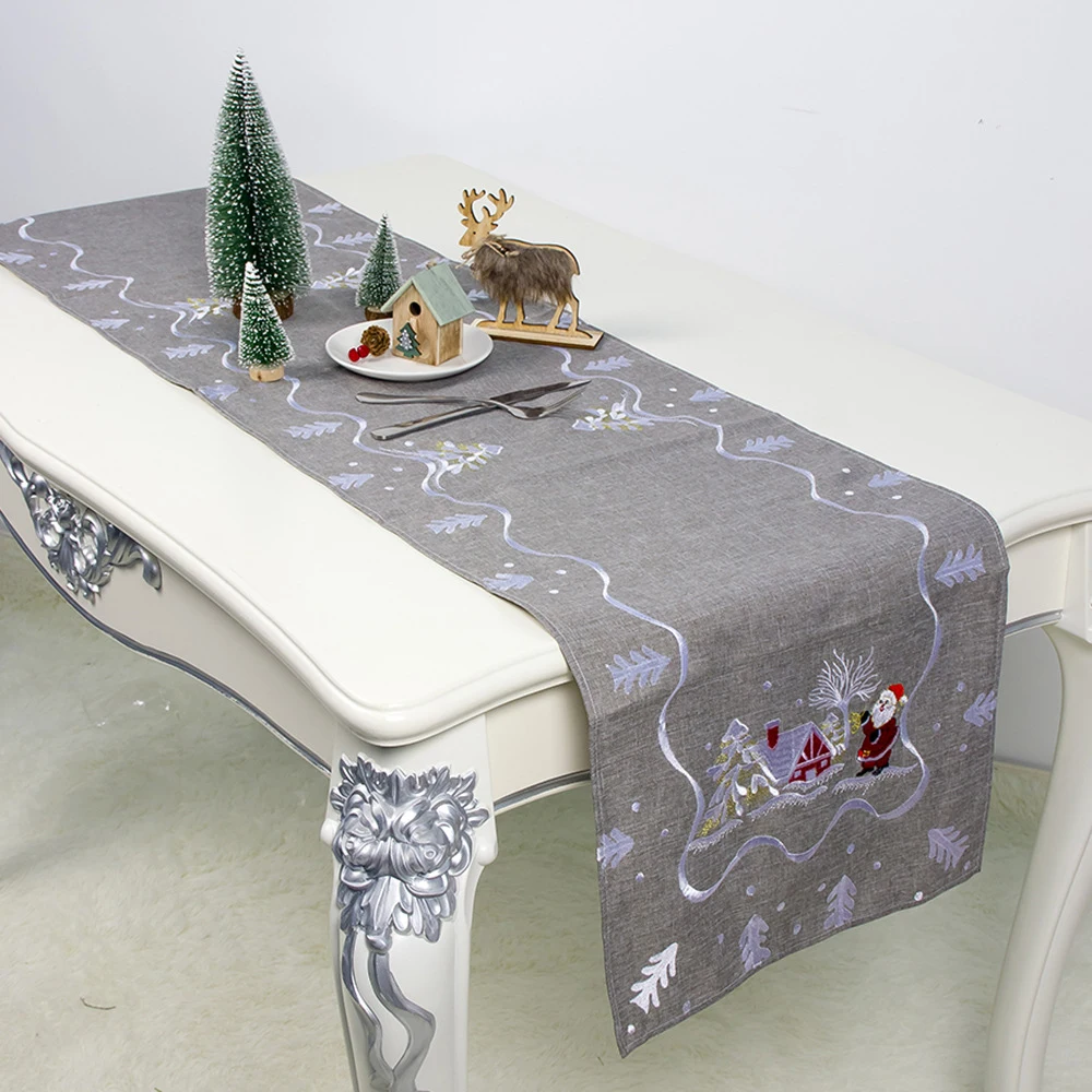 Christmas Table Cloth Cover Rectangle  Embroidered Runner Room Dining Tablecloth Selling Table Runner Hollow Out Table Runners