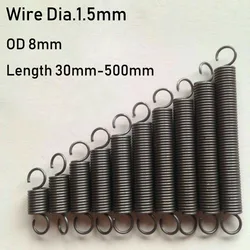 1pcs Wire Diameter 1.5mm Tension Extension Spring Expansion Springs Length 30/40/50/60/70/80/90/100/110-500mm Out Diameter 8mm