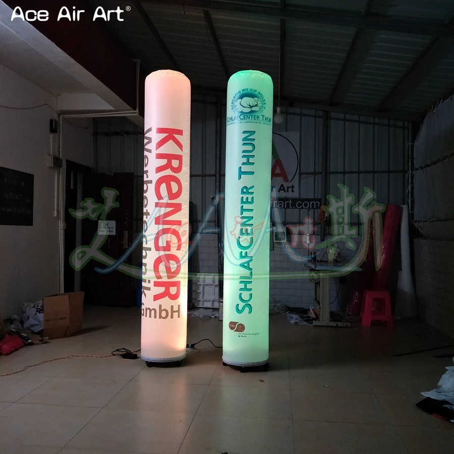 

2.2mH or Custom 2 PCS Inflatable LED Light Pillar Column Wedding Decorations with Base Blower