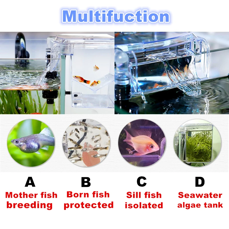 Acrylic External Hanging Aquarium Breeding Isolation Box Mini Fish Tank Hatchery Incubator House for Small Fish Shrimp