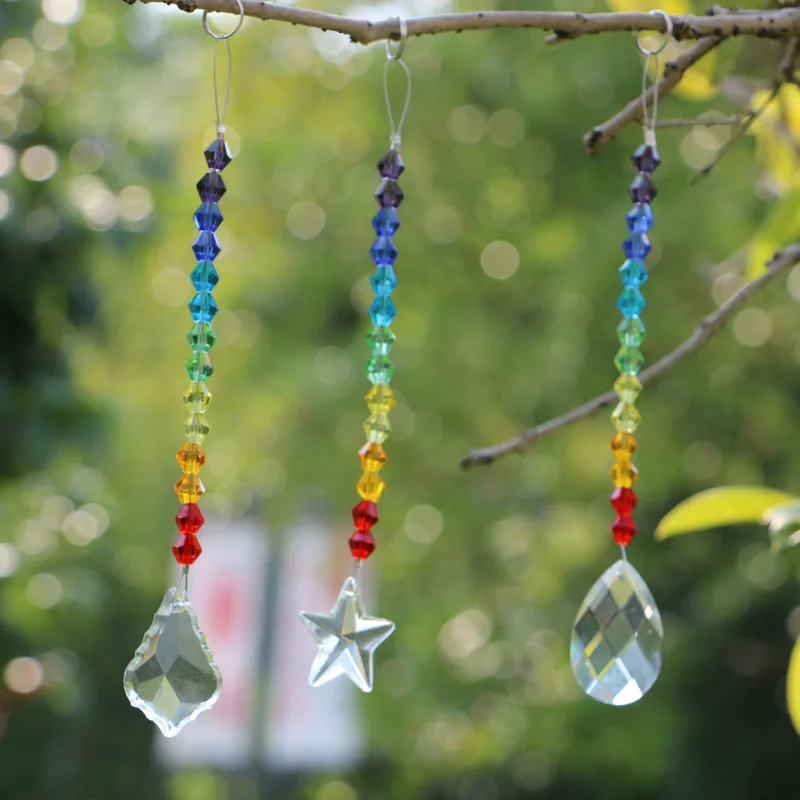 3pcs/lot Chakra Suncatcher Pendant Rainbow Hanging Crystal Sun Catcher For Window Home Garden Decoration Gift