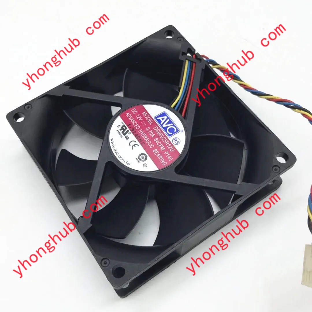 

AVC DS08025R12U 64CFM P140 DC 12V 0.70A 80x80x25mm Server Cooling Fan