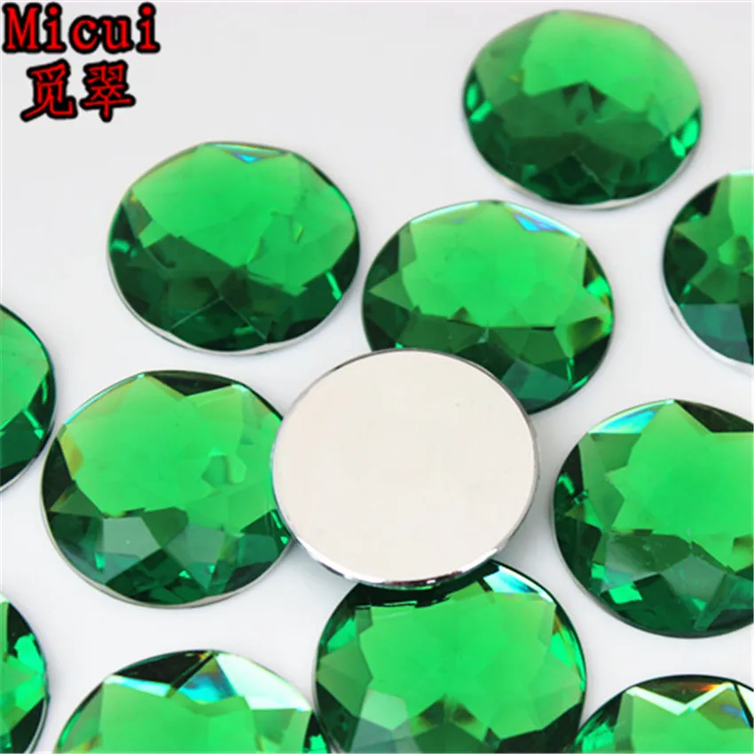 Micui 20pcs 25mm Round Chamfer Crystals Acrylic Rhinestones Flatback Glue On Gems Strass Stone For Clothes Dress Craft MC156