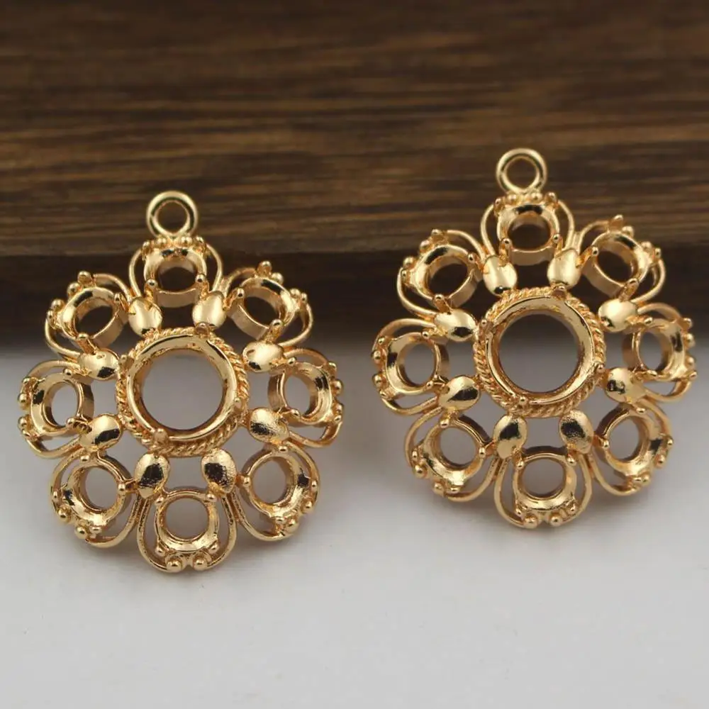 

20pcs Brass Casted Open Back Pendant Strong Prongs Bezels Cups Setting fit 4 8 3 4x6mm Resin Cameo Cabochons Bases Findings DIY