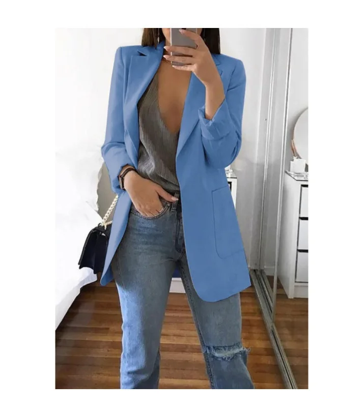 Women\'s Europe and the United States spring and autumn explosions fashion lapel Slim cardigan temperament large size suit jacket