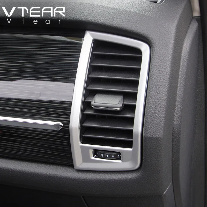 Vtear For Skoda Karoq Interior Chrome Front Air Condition Outlet Vent Moldings Cover Cap Trim Frame Accessories Car-styling Auto