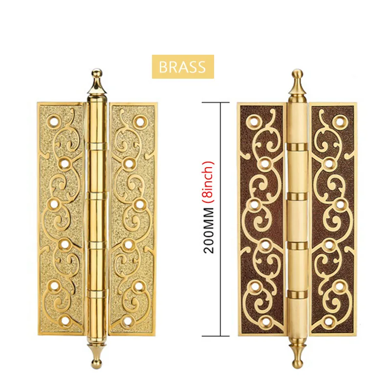 8inch brass hinge domestic solid wood door universal hardware hinge flat open all copper forged hinge