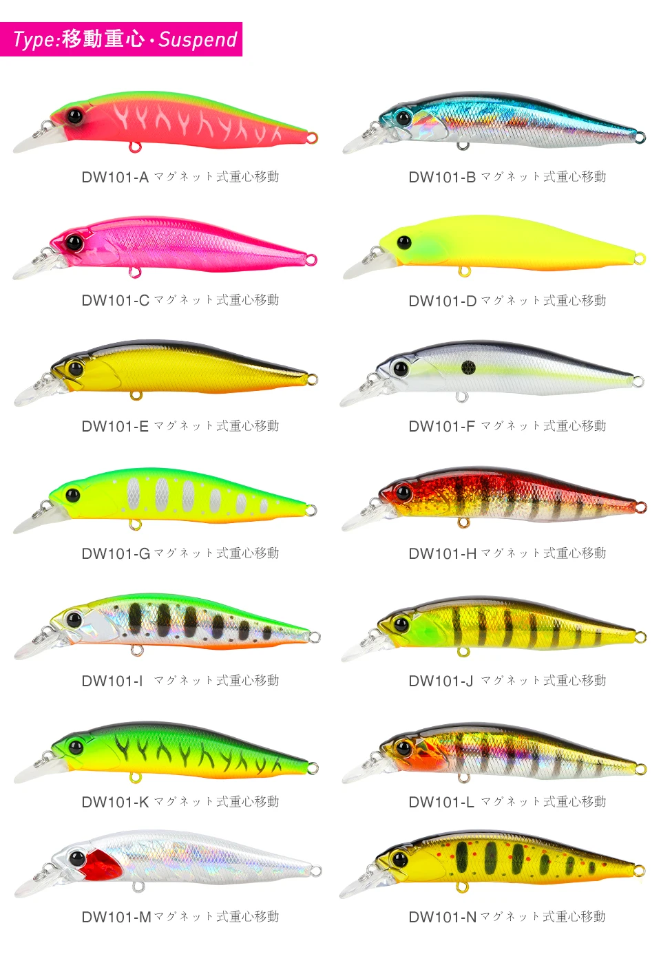 TSURINOYA Jerkbait Suspending Minnow Angelköder 77SP DW101 77mm 8,5g 0,7-0,9m Hecht Barsch Künstliche Hartköder Wobbler Köder – Detail 3