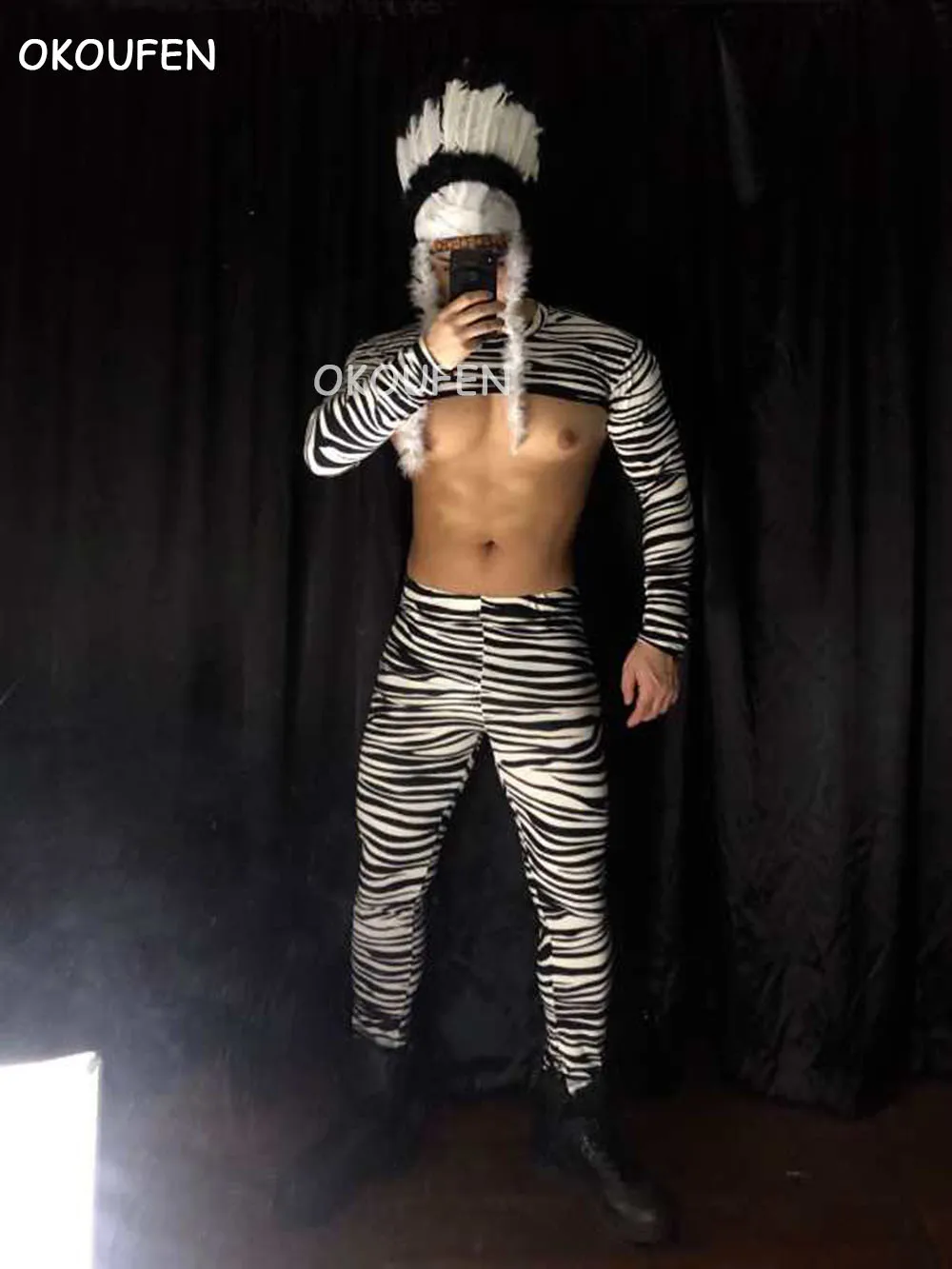 Nightclub bar Men singer Dj  animal tight-fitting costumes Party cosplay night scene performance Set