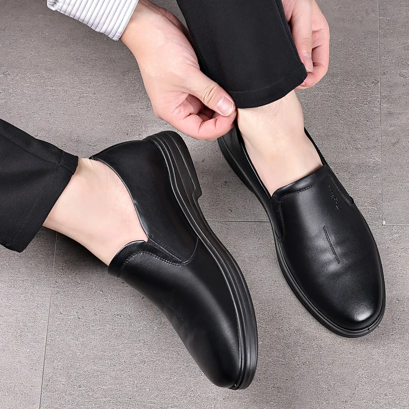 Newly Men's Quality Genuine Leather Shoes Soft Business Casual Black Man Dress Cow Leather  Shoes EUR 38-44