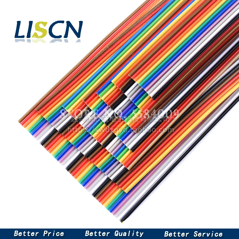 1Meter 10P/12P/14P/16P/20P/26P/34P/40P/50P 1.27mm PITCH Color Flat Ribbon Cable Rainbow DuPont Wire for FC Dupont Connector