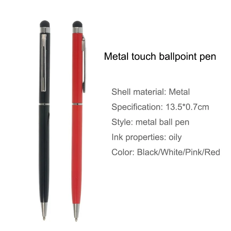 1 Pieces Metal Ballpoint Pen Office School Business Touch Control Screen Mobile Phone Creative Cute Pens Stylus 1.0mm Bullet Tip