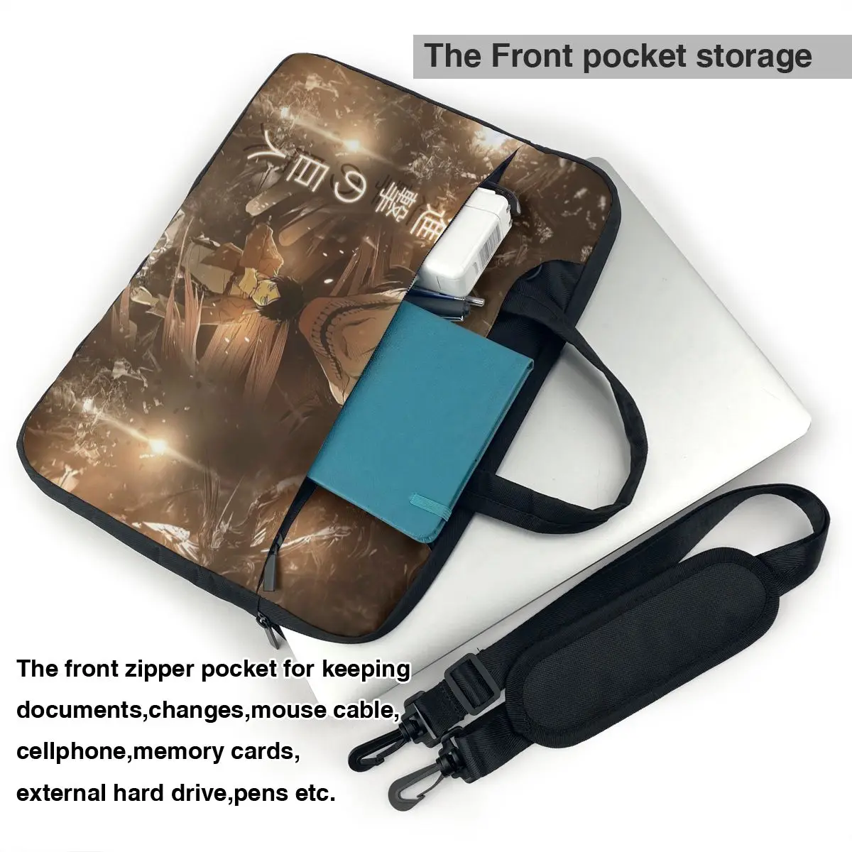 Anime,Attack On Titan Laptop Bag Case Protective Vintage Computer Bag Bicycle Crossbody Laptop Pouch