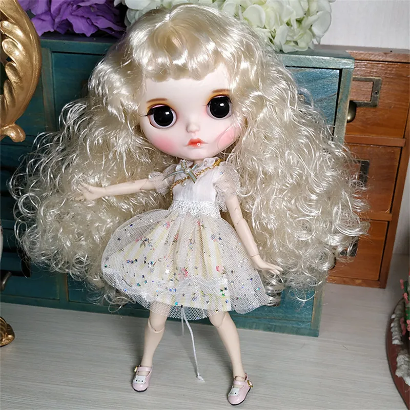 1/6 icy BJD white skin joint body new matte face with eyebrows Lip gloss SD customized gift toy