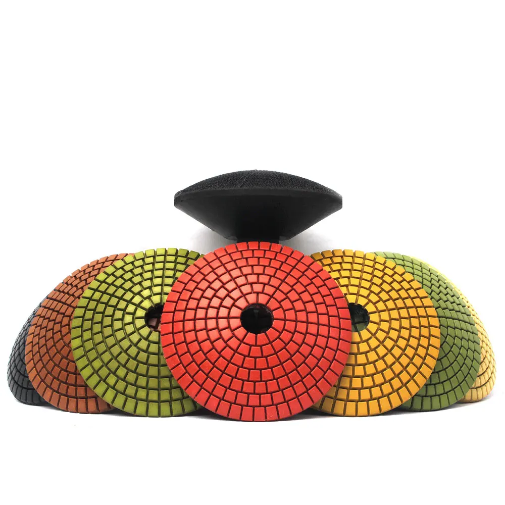 Diamond Convex Polishing Pad Bowl Type Arc Bowl 4 Inch 8pcs Stone Marble Granite Convex Grinding With Rubber Back Wet Use backer