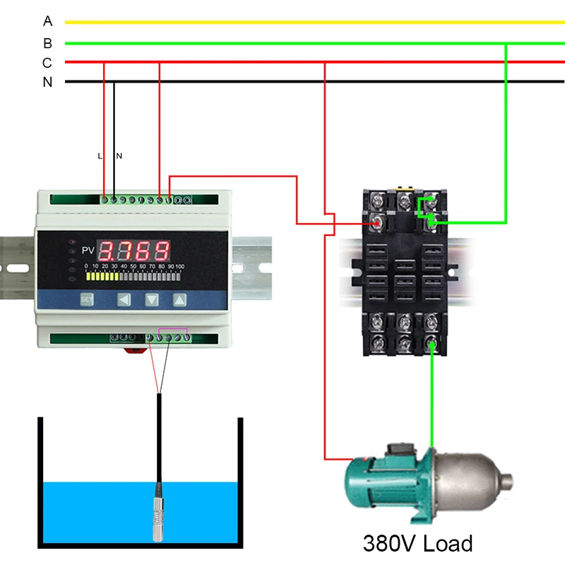 0-1m 0-2m 0-3m 0-4m 0-5m Programable liquid level controller with liquid level sensor Din type water level control device