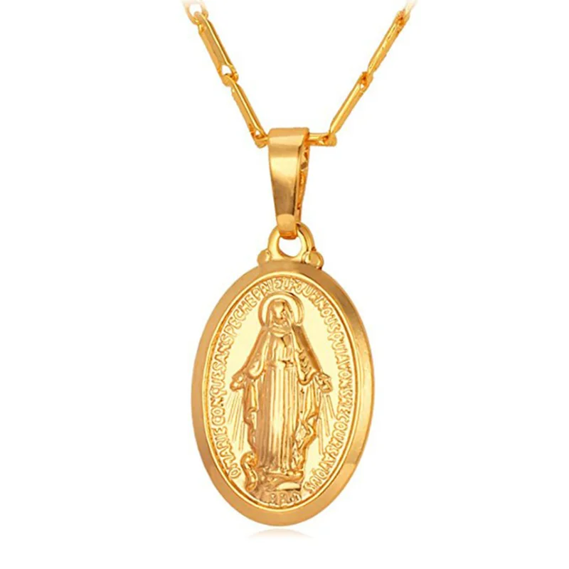 Classic Religious Style Catholic Virgin Mary Pendant Necklace