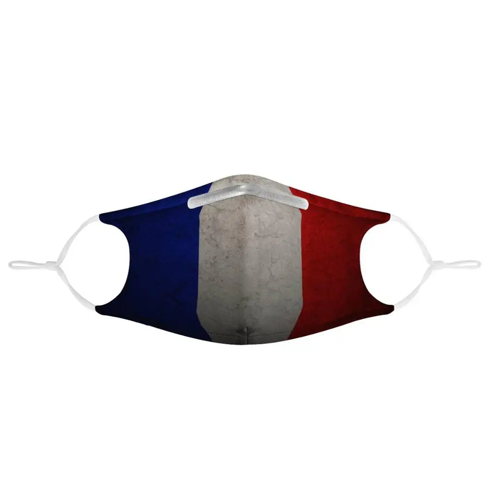 Neue mode Frankreich flagge muster 4Pcs filter Gas Masken Carbon Einfügen Frauen Männer Anti-staub Masken Waschbar Maske wiederverwendbare Gesicht Maske