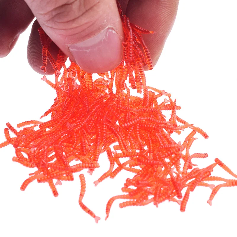 50/100/200Pcs Fishy Smell Red Earthworm Silicone Soft Lure 20mm Lifelike Worms Baits Artificial Lures Bass Carp Fishing Tackle