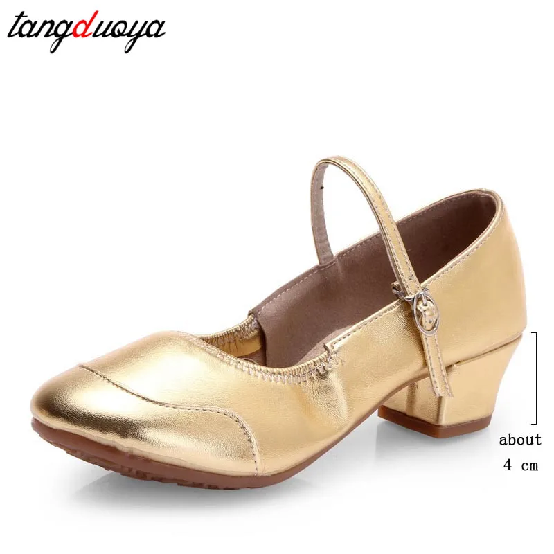 Scarpe da ballo latino oro argento Salsa Tango scarpe da ballo tacchi quadrati 4cm ragazze donne praticano scarpe da ballo da sala